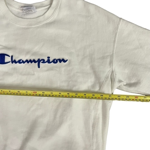Vintage Champion Reverse Weave Sweatshirt Women’s Sz L White Spellout Logo - Picture 8 of 11